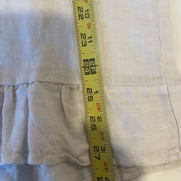 Lungo L’Arno Italy 100% Linen Ruffled Hem 3/4 Sleeve Tunic Top Beige Size Small - Picture 6 of 9